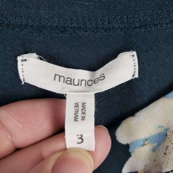 Maurices Women's 3X Long Sleeve Chiffon Challis Floral Blouse Green Relaxed Fit - Picture 6 of 9